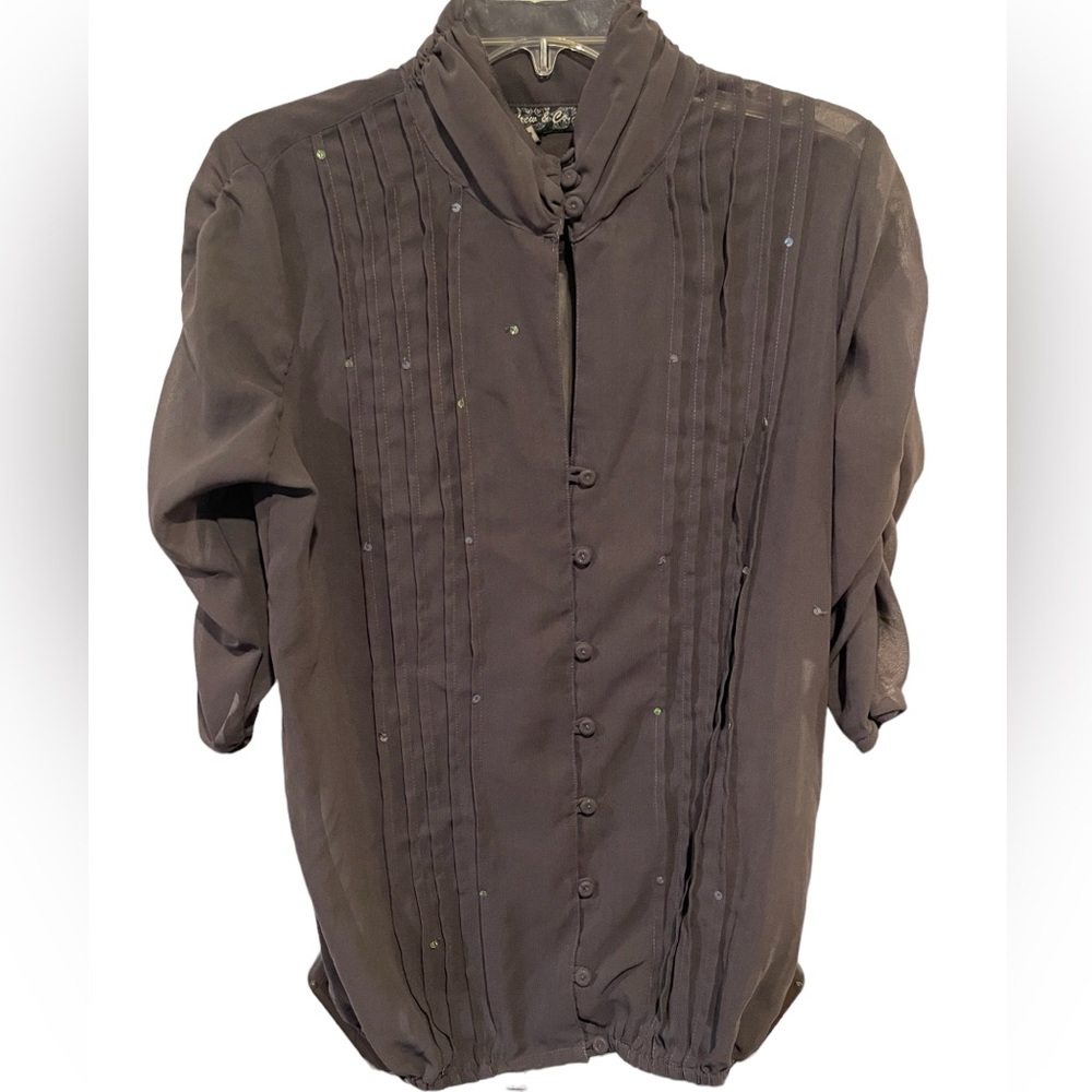 Andrew & Co. Sheer Blouse - Picture 2 of 6
